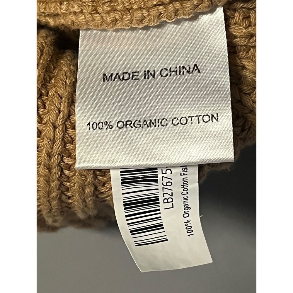 Quince 100% Organic Cotton Fisherman Crew Sweater Camel Brown Size L CGC01-5708 - Picture 6 of 11